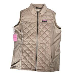 Simply Southern Warm Vest Tan Women's Size Small Puffy Full Zip